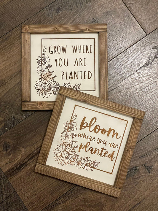 Bloom Where You Are Planted | Grow Where You Are Planted | Small Sign | Framed | Encouragement | Home Office